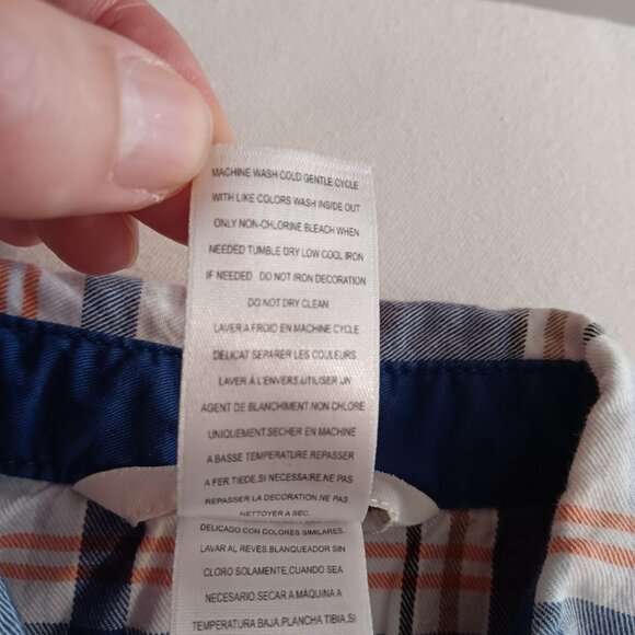 Guess NWOT Boy's Blue Orange Plaid Button Down Short Sleeve Shirt Size 18M - Picture 3 of 16